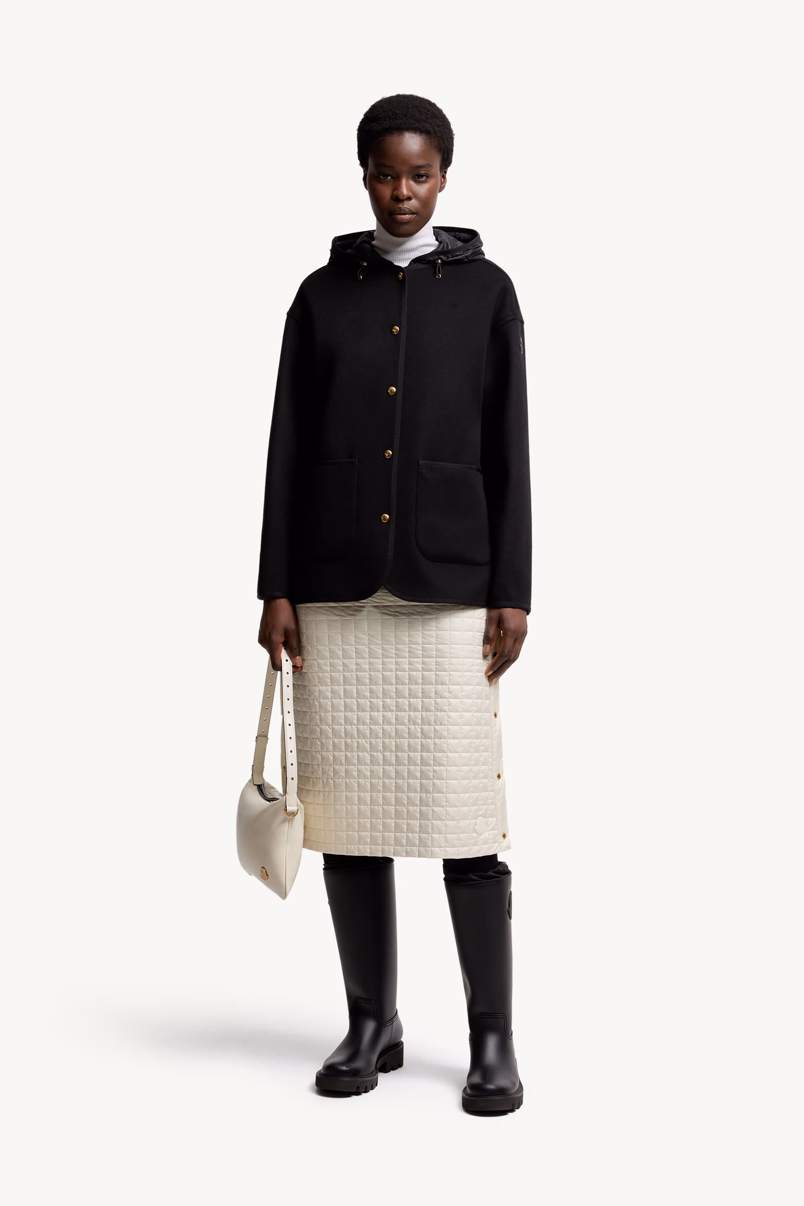 Reposse 3-in-1 Wool & Cashmere Short Down Jacket Women Black Moncler 0
